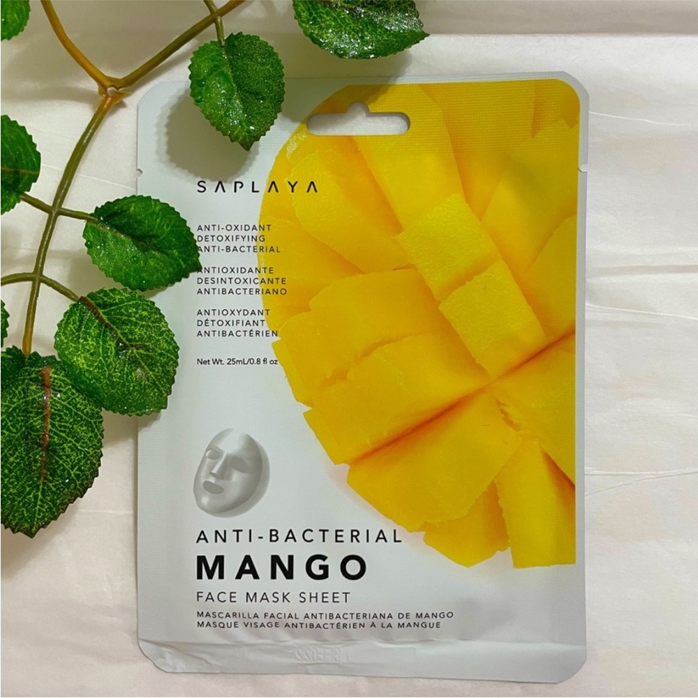 New $5ea OR 5/$18 SAPLAYA Mango Antioxidant Detox Antibacterial Face Sheet Mask